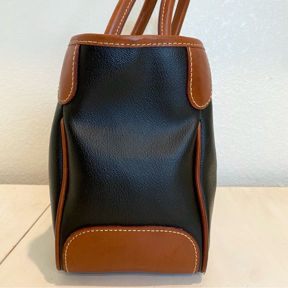 Dooney & Bourke Black and Tan Structured Tote Satchel with Crossbody Strap - Picture 4 of 14